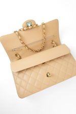 Beige Clair Caviar Quilted Classic Flap Medium Gold Hardware - Image 2
