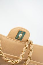 Beige Clair Caviar Quilted Classic Flap Medium Gold Hardware - Image 6