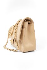 Beige Clair Caviar Quilted Classic Flap Medium Gold Hardware - Image 8