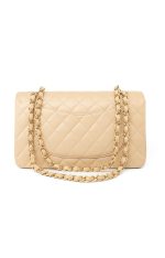 Beige Clair Caviar Quilted Classic Flap Medium Gold Hardware - Image 13