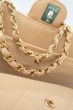 Beige Clair Caviar Quilted Classic Flap Medium Gold Hardware - Image 18
