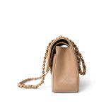 Beige Clair Caviar Quilted Classic Flap Small Gold Hardware - Image 4