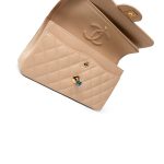 Beige Clair Caviar Quilted Classic Flap Small Gold Hardware - Image 12
