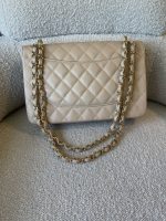Beige Clair Caviar Quilted Jumbo Classic Flap LGHW - Image 5