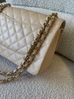 Beige Clair Caviar Quilted Jumbo Classic Flap LGHW - Image 6