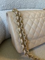 Beige Clair Caviar Quilted Jumbo Classic Flap LGHW - Image 7