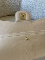 Beige Clair Caviar Quilted Jumbo Classic Flap LGHW - Image 12