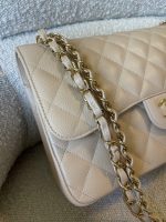 Beige Clair Caviar Quilted Jumbo Classic Flap LGHW - Image 2