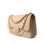 Beige Clair Caviar Quilted Jumbo Classic Flap Gold Hardware - Image 2