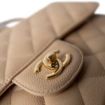 Beige Clair Caviar Quilted Jumbo Classic Flap Gold Hardware - Image 17