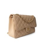 Beige Clair Caviar Quilted Jumbo Classic Flap Gold Hardware - Image 4