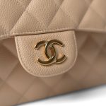 Beige Clair Caviar Quilted Jumbo Classic Flap Gold Hardware - Image 18