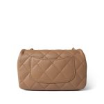 Dark Beige Lambskin Quilted Heart Charms Mini Flap Aged Gold Hardware - Image 3