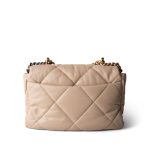 Light Beige Goatskin Quilted 19 Flap Large Mixed Hardware - Image 9