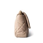 Light Beige Goatskin Quilted 19 Flap Large Mixed Hardware - Image 8