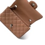 Light Caramel Quilted Mini Rectangular Silver Hardware - Image 9