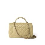Pastel Yellow Lambskin Quilted Mini Top Handle Light Gold Hardware - Image 4