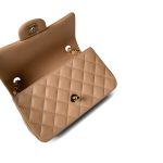 23C Beige Lambskin Quilted Mini Rectangular Flap Light Gold Hardware - Image 15