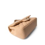 23C Beige Lambskin Quilted Mini Rectangular Flap Light Gold Hardware - Image 14