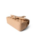 23C Beige Lambskin Quilted Mini Rectangular Flap Light Gold Hardware - Image 12