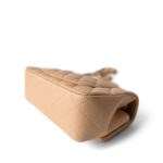 23C Beige Lambskin Quilted Mini Rectangular Flap Light Gold Hardware - Image 13