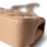 23C Beige Lambskin Quilted Mini Rectangular Flap Light Gold Hardware - Image 10