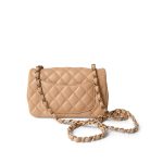 23C Beige Lambskin Quilted Mini Rectangular Flap Light Gold Hardware - Image 4