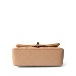 23C Beige Lambskin Quilted Mini Rectangular Flap Light Gold Hardware - Image 9