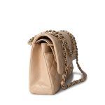 Beige/Tan Caviar Quilted Classic Flap Medium Light Gold Hardware - Image 2