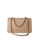 Beige/Tan Caviar Quilted Classic Flap Medium Light Gold Hardware - Image 3