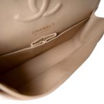 Beige/Tan Caviar Quilted Classic Flap Medium Light Gold Hardware - Image 6