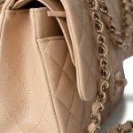 Beige/Tan Caviar Quilted Classic Flap Medium Light Gold Hardware - Image 7