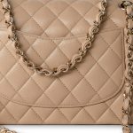 Beige/Tan Caviar Quilted Classic Flap Medium Light Gold Hardware - Image 8