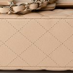 Beige/Tan Caviar Quilted Classic Flap Medium Light Gold Hardware - Image 9