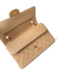 Vintage Beige Lambskin Quilted Classic Flap Medium Gold Hardware - Image 14