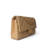 Vintage Beige Lambskin Quilted Classic Flap Medium Gold Hardware - Image 5