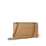 Vintage Beige Lambskin Quilted Classic Flap Medium Gold Hardware - Image 6