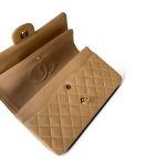 Vintage Beige Lambskin Quilted Classic flap Medium Gold Hardware - Image 6