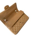 Vintage Beige Lambskin Quilted Classic flap Medium Gold Hardware - Image 5
