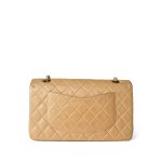 Vintage Beige Lambskin Quilted Classic flap Medium Gold Hardware - Image 12