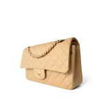 Vintage Beige Lambskin Quilted Classic flap Medium Gold Hardware - Image 4