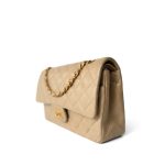 Vintage Dark Beige Lambskin Quilted Classic Flap Medium Gold Hardware - Image 3