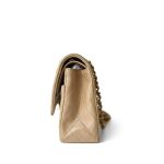 Vintage Dark Beige Lambskin Quilted Classic Flap Medium Gold Hardware - Image 4