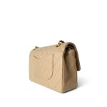 Vintage Dark Beige Lambskin Quilted Classic Flap Medium Gold Hardware - Image 5