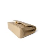 Vintage Dark Beige Lambskin Quilted Classic Flap Medium Gold Hardware - Image 11