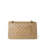 Vintage Dark Beige Lambskin Quilted Classic Flap Medium Gold Hardware - Image 7