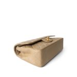 Vintage Dark Beige Lambskin Quilted Classic Flap Medium Gold Hardware - Image 9