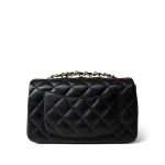 15B Black Caviar Quilted Mini Rectangular Flap Aged Gold Hardware - Image 3