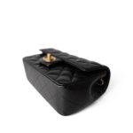 16C Black Caviar Quilted Mini Rectangular Single Flap Antique Gold Hardware - Image 8
