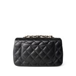 16C Black Caviar Quilted Mini Rectangular Single Flap Antique Gold Hardware - Image 4